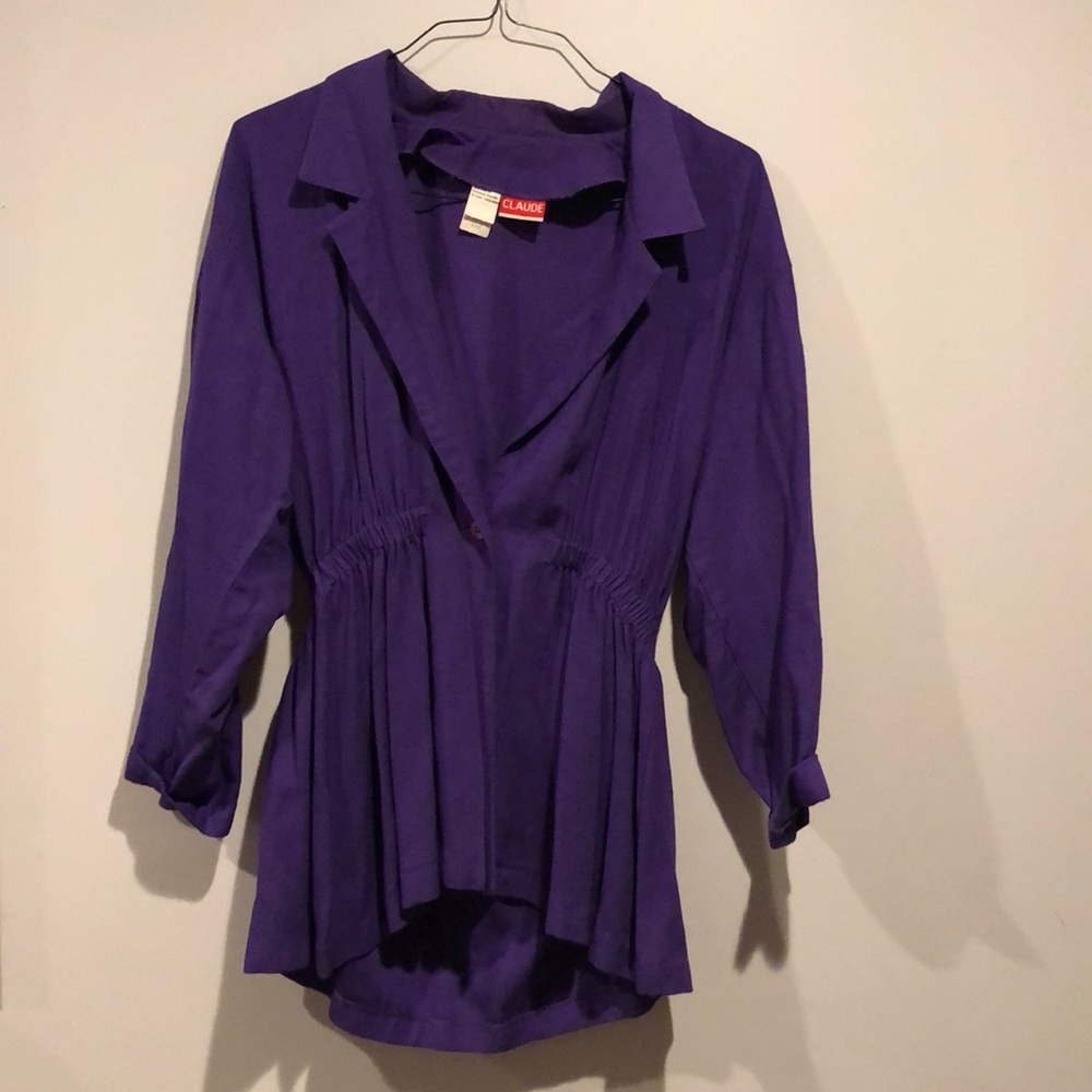 Vintage Claude Dark Purple Collared Blouse